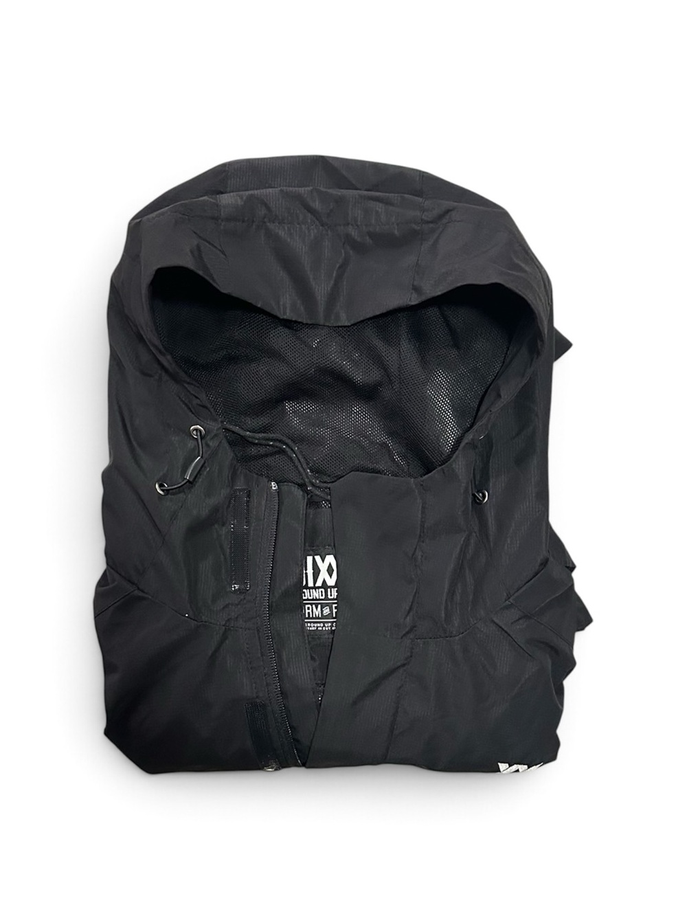 Large Men's Dixxon Ground Up Custom Black Hooded Rain Jacket